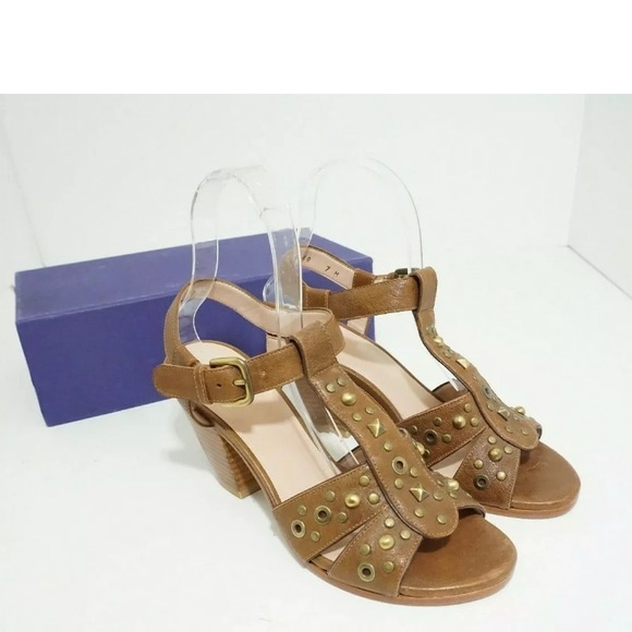 Stuart Weitzman Brown Nappa Leather Heel Sandals - Picture 7 of 8